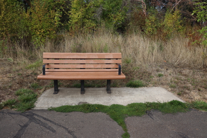 Bench with space for stroller or mobility device – several on trail